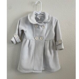 Starling Outfits Baby Girl Light Gray Fleece Coat Button Front Flower Accent 18M